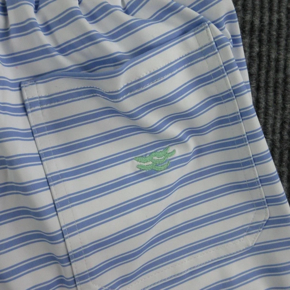 Henry Duvall Swim Shorts Mens M Blue White Striped Trunks Lined Drawstring NWT